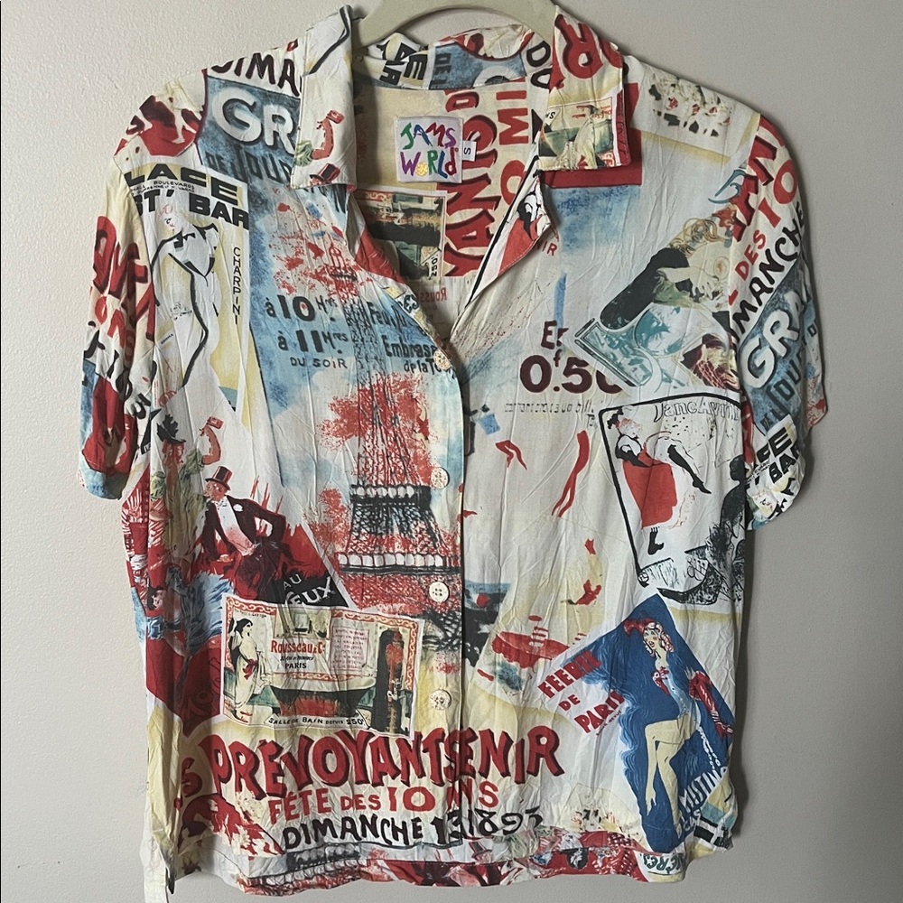 Jams World Button Down Paris Shirt Size S